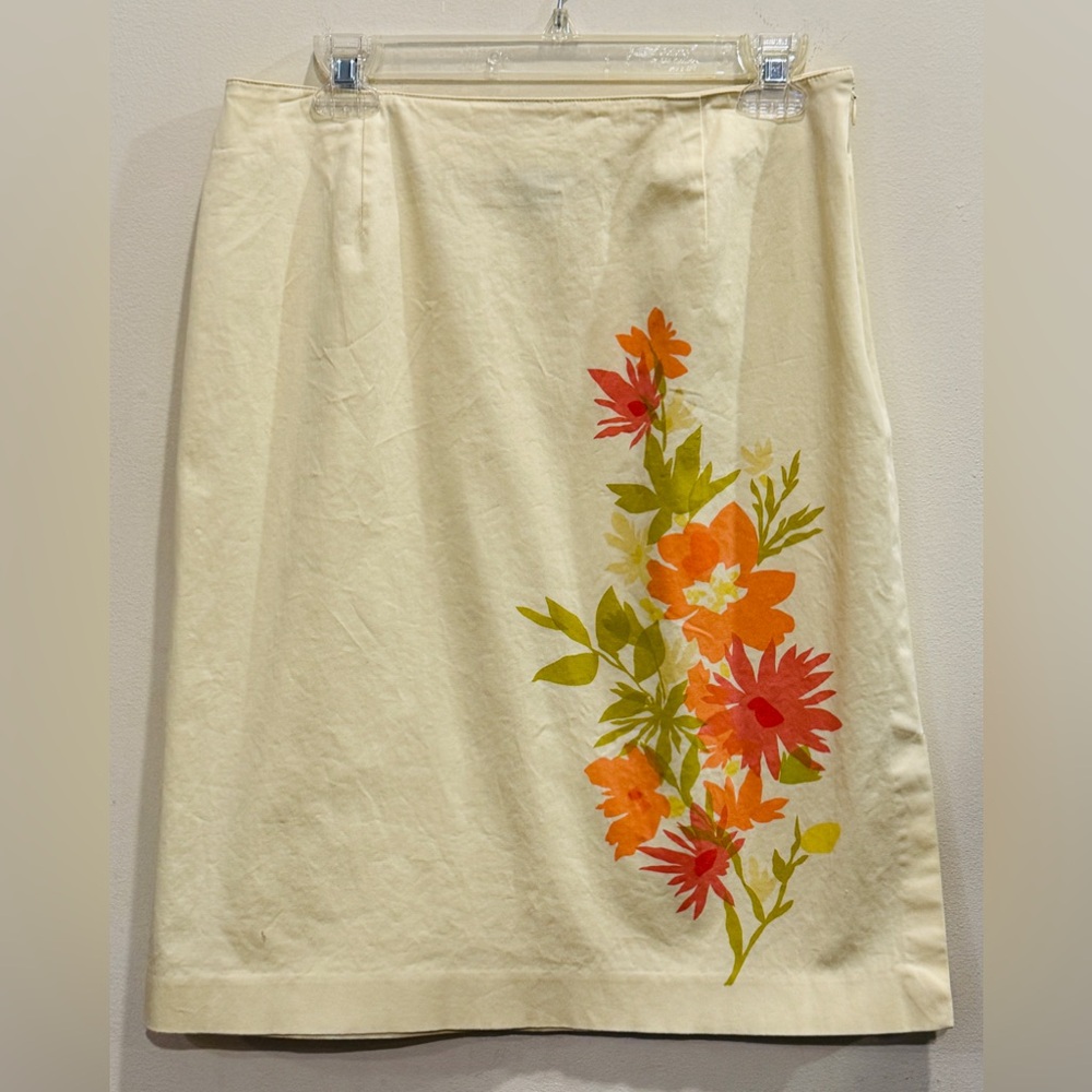 Vintage Ann Taylor Stretch Skirt  Floral Trim